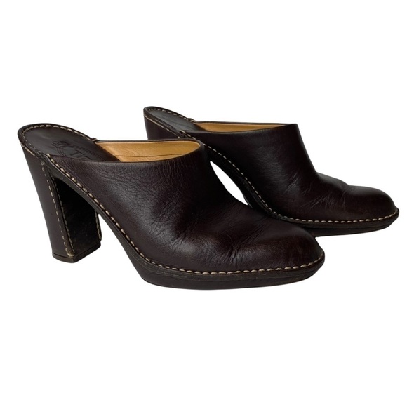 Tod's Shoes - Tod’s Brown Leather Heel Mules. Size 37 1/2